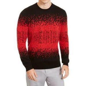 Alfani Men's Ombre Rib Crewneck Sweater Red Size M 100% cotton